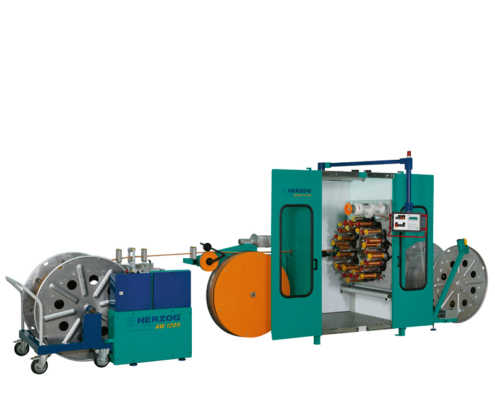 Herzog Drahtflechtmaschine Typ KBDh 1-32-140 horizontal mit Aufwickler AW 1200